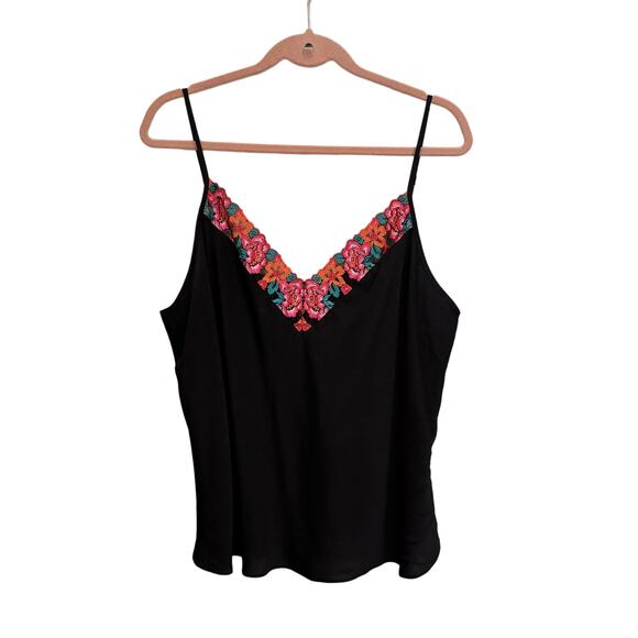 INC International Concepts Sleepwear XXL Floral Embroided Tank Romantic Black - Picture 1 of 6